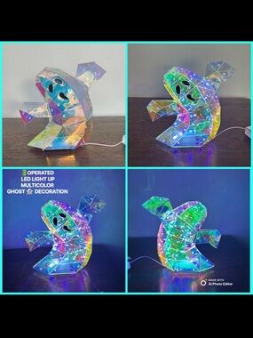 NWT-🔋OPERATED--LED Light Up- Multicolor Holographic Halloween Ghost Decoration